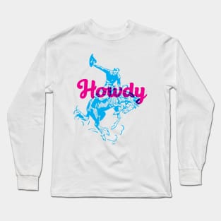 Howdy Cowboy Risograph Print Long Sleeve T-Shirt